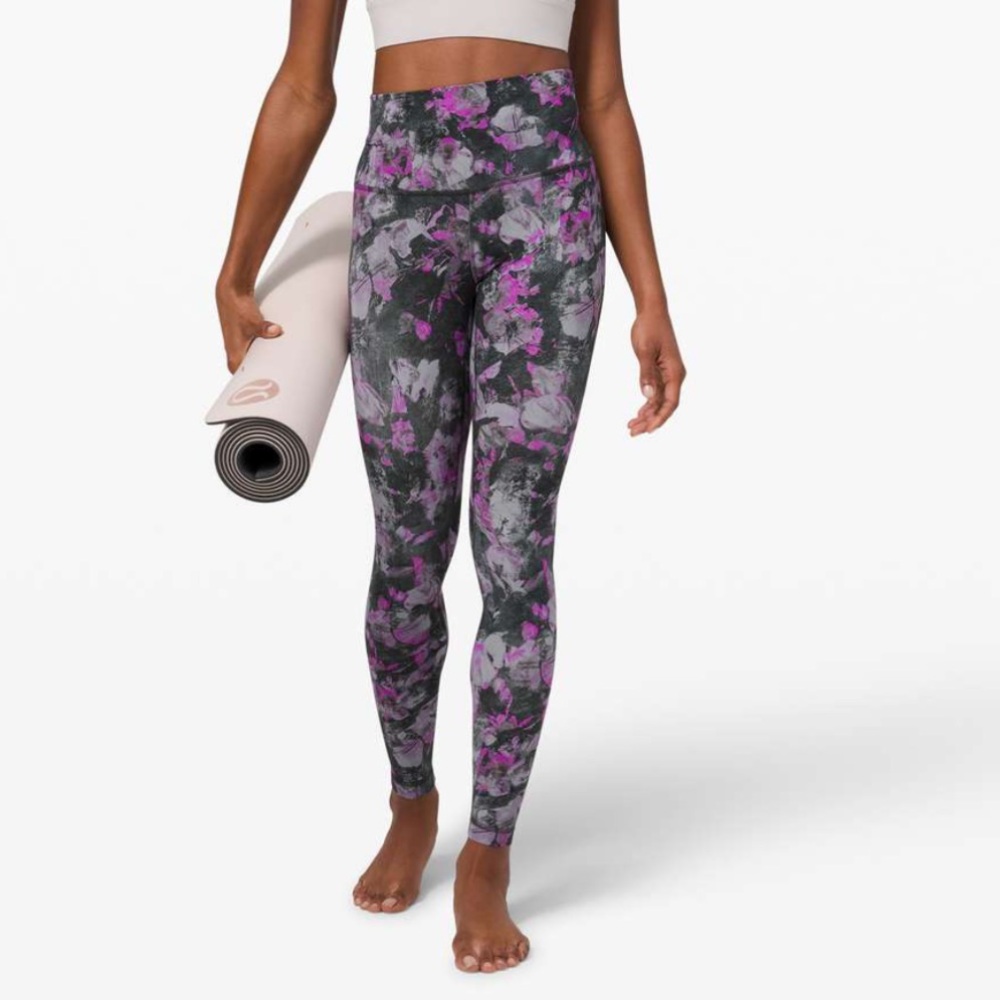 lululemon athletica High-Rise Floral Print Leggings in Black & Purple
